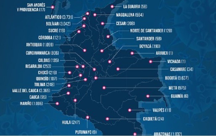 Los 1.548 nuevos contagios de COVID-19 en Colombia están en estas regiones