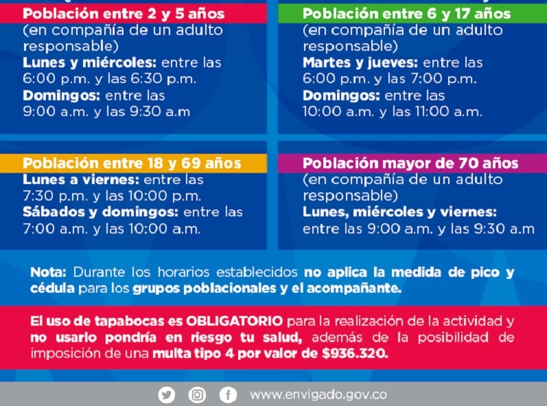 Horarios para hacer deporte en Envigado