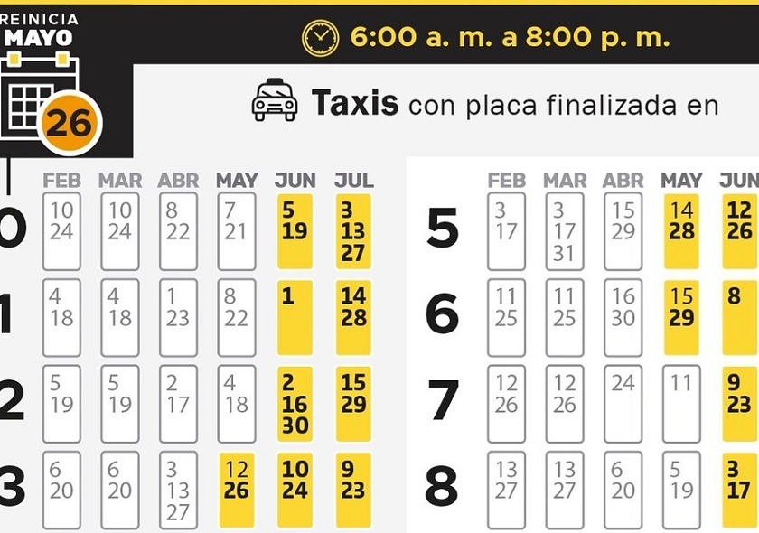 Taxis volverán a tener pico y placa en Medellín desde este 26 de mayo