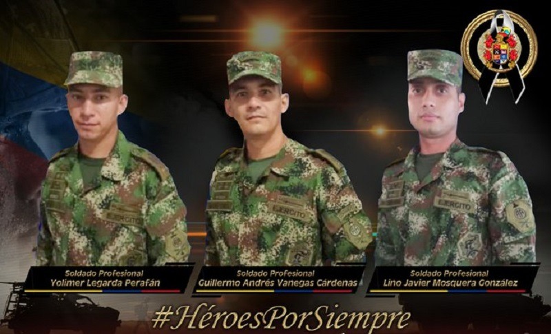 Los tres soldados colombianos que no cumplieron la misión tras un fatal accidente