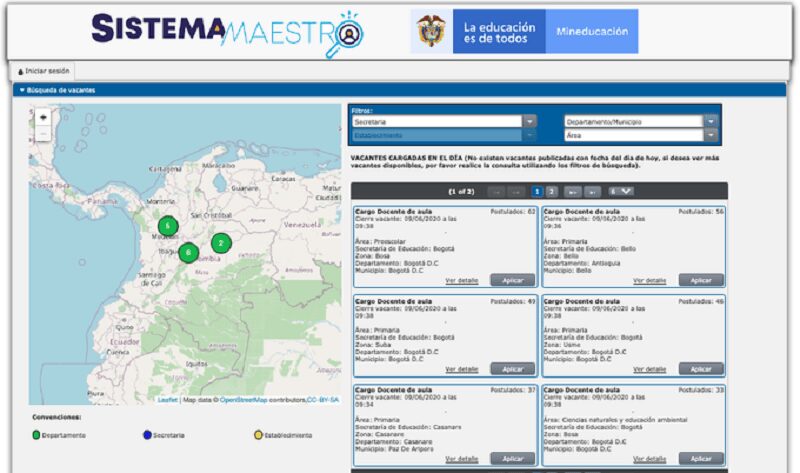 Vacantes para maestros en Bogotá, Bello, Casanare y Medellín