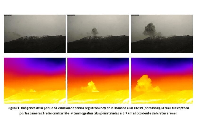 Hubo emisión de ceniza en el volcán Nevado del Ruiz este jueves