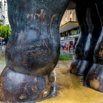 El daño que le hicieron a las esculturas de la Plaza Botero en el centro de Medellín