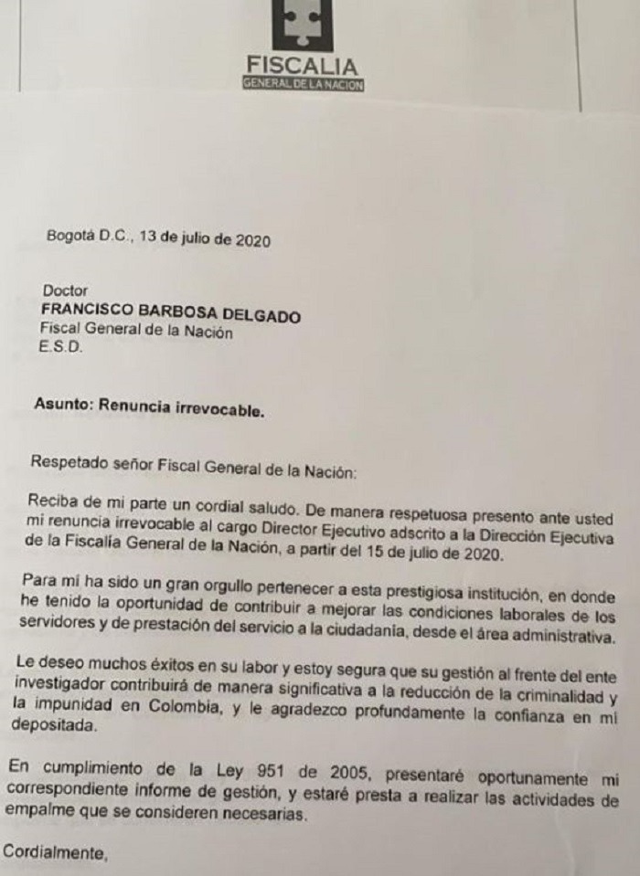 Marcela Yepes renunció a su puesto en la Fiscalía