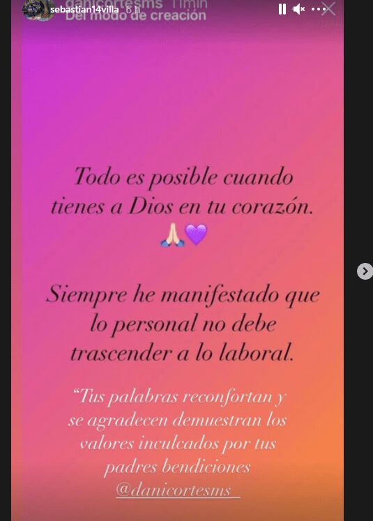¿Reconciliación? Sebastián Villa y Daniela Cortés intercambian mensajes en Instagram