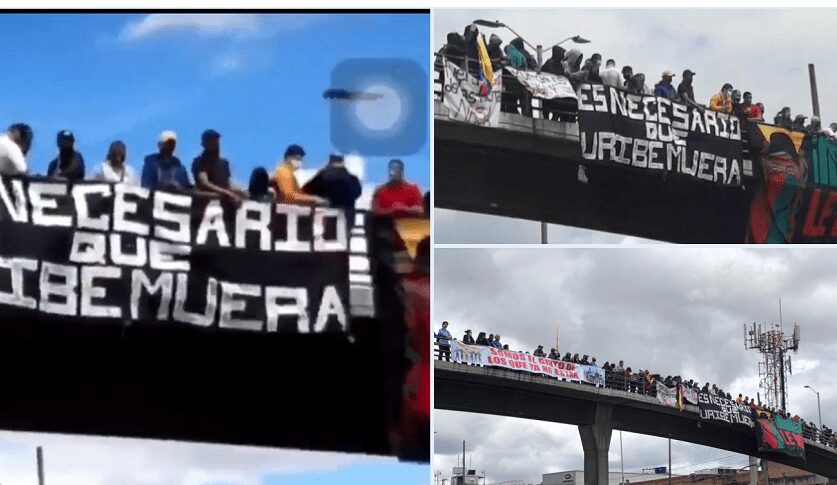 La pancarta de la Minga indígena que pide la muerte de Álvaro Uribe