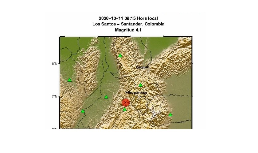 Temblor de 4.1  en los Santos, movió a otros municipios de Colombia este domingo