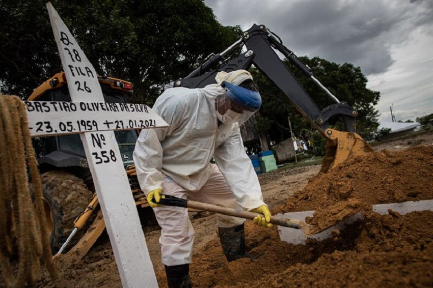 Brasil registra más de mil muertes por la covid-19 por cuarto día consecutivo