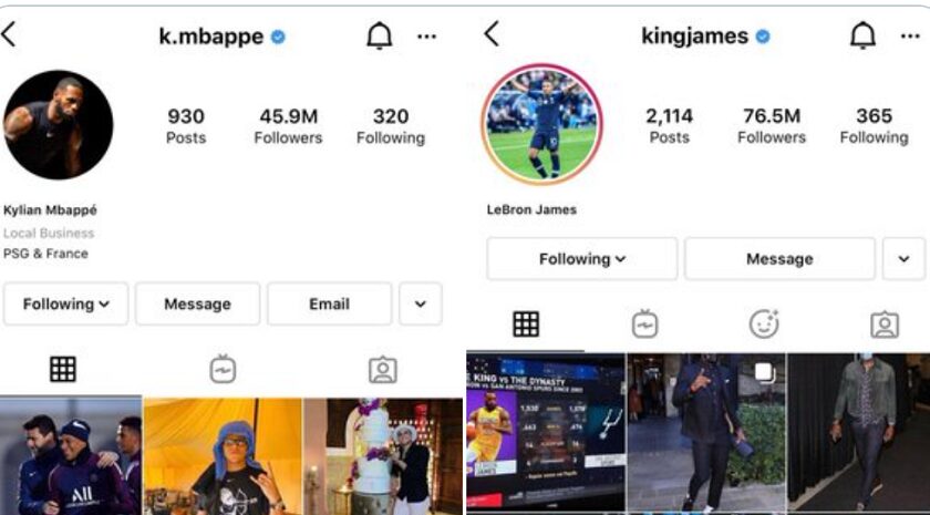 LeBron James y Kylian Mbappé intercambiaron sus fotos de perfil en Instagram