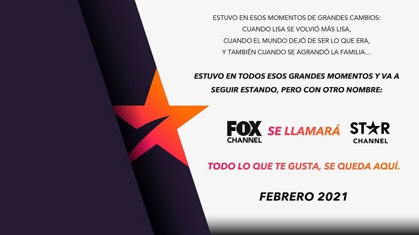 Fox Channel cambiará su nombre por Star Channel a partir de febrero