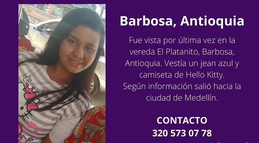 Isabel Cristina Cataño se perdió mientras iba de Barbosa a la ciudad de Medellín