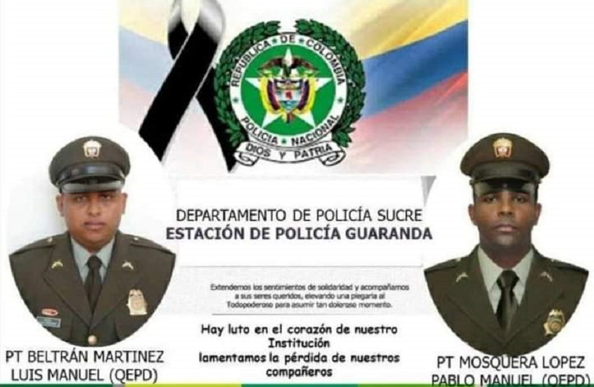 Dos policías asesinados en Guaranda