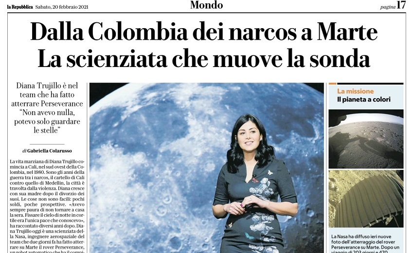 Indignante titular de Repubblica sobre Diana Trujillo: "de la Colombia de los narcos a Marte"