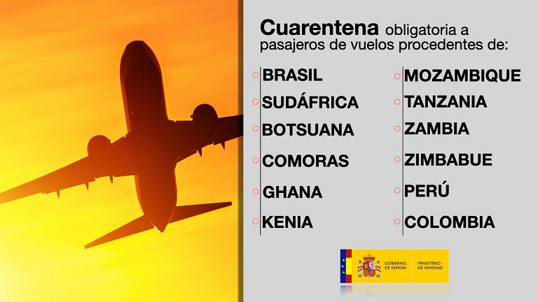 España impone cuarentena a viajeros de Colombia, Perú y 8 países más