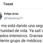 Felipe Arias sale de cuidados intensivos tras pre- infarto que sufrió hace días