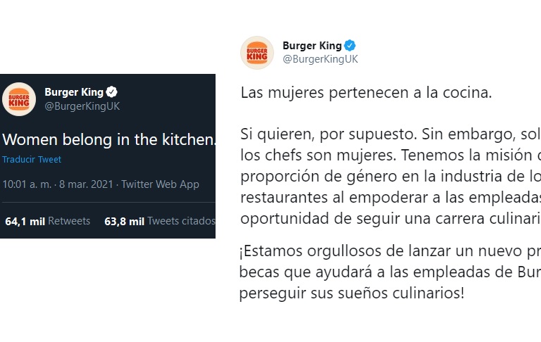 El trino de Burger King por el 8M que consideran desafortunado y machista