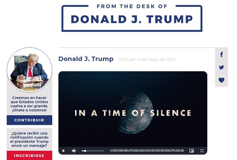 Vetado en la redes sociales, Trump lanza su propia plataforma digital