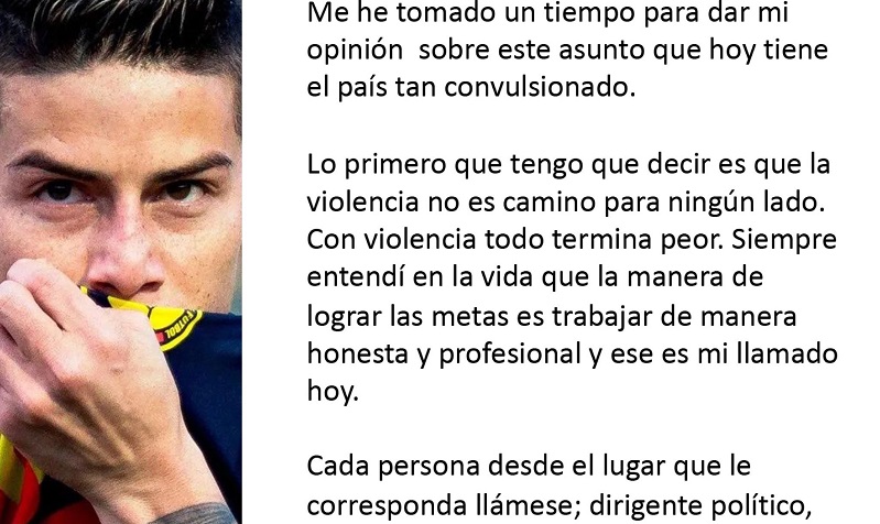 James Rodríguez habló por fin del paro, confesó que lo han amenazado por no opinar