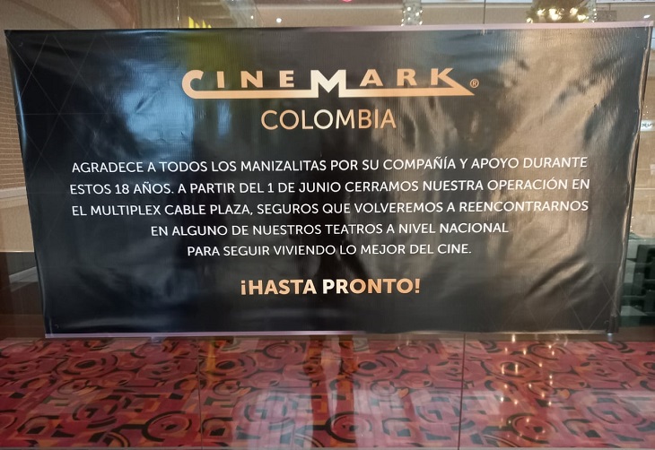 ¿Por qué cierra el Cinemark de Manizales?, tras 18 años lo hará por estas razones