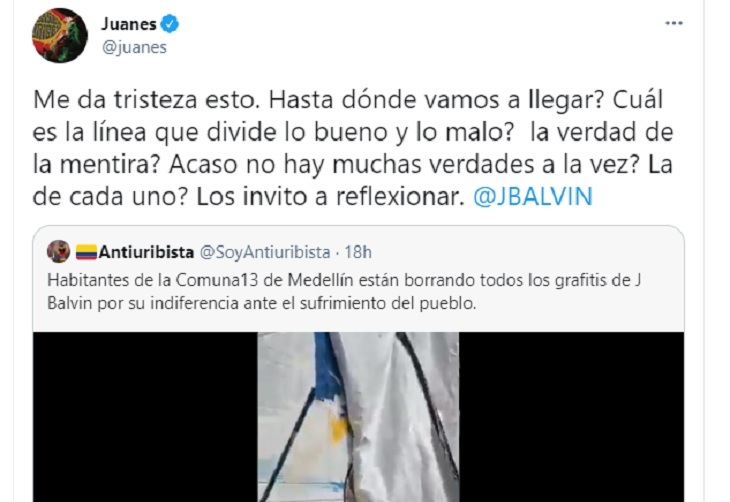 Juanes sobre mural de J Balvin