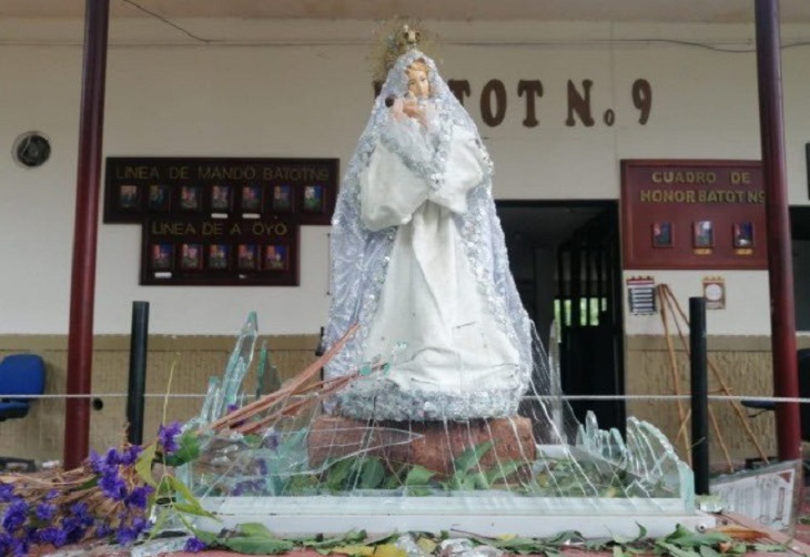 La Virgen de la Protección, imagen que quedó intacta en la brigada 30
