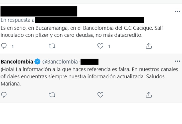 ¿Vacunación COVID en Bancolombia?, es una noticia falsa