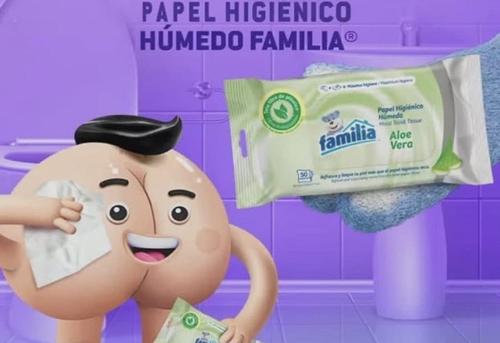 Traseros en publicidad de Familia Papel Higiénico Húmedo