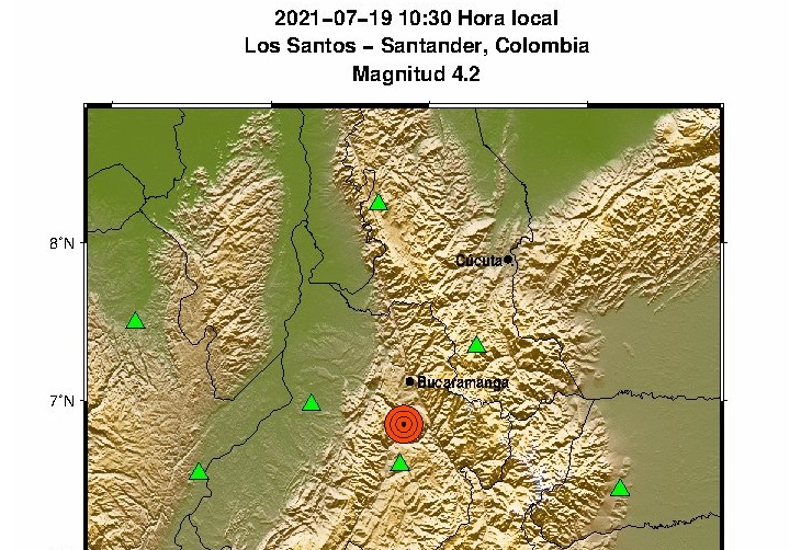 Temblor de 4.2 sacudió a cuatro departamentos de Colombia