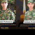 Los soldados David Estivens Díaz Lozano y Cristian Stiven Rivera Muñoz de 29 años murieron en Hacarí,