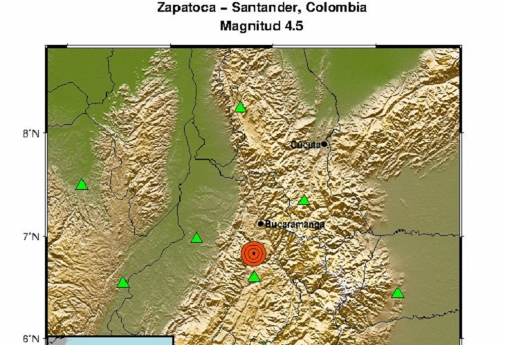 Temblor de 4.5 en Zapatoca se sintió en varias ciudades de Colombia