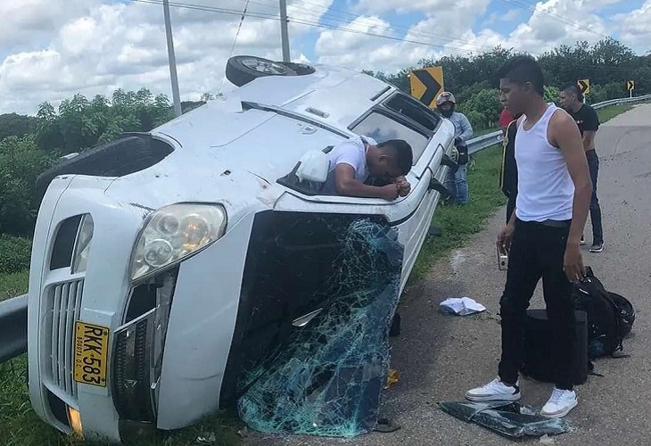 Santos Rafael sufrió un aparatoso accidente en la vía a Bosconia