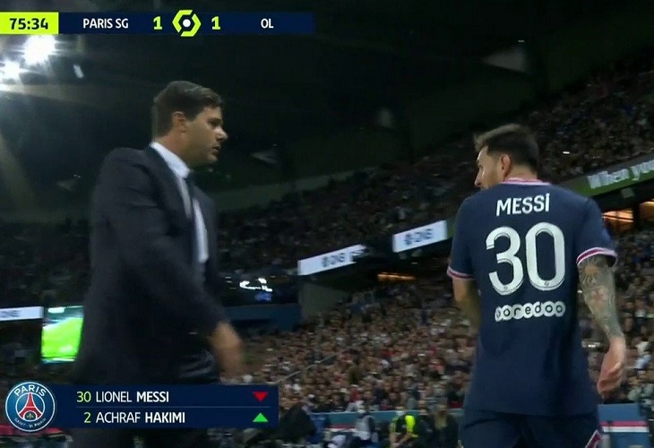 A Messi no le gustó que Pochettino lo sacara ante el Lyon