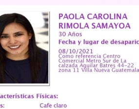 Paola Carolina Rimola desapareció tras salir para el centro comercial Metro Sur