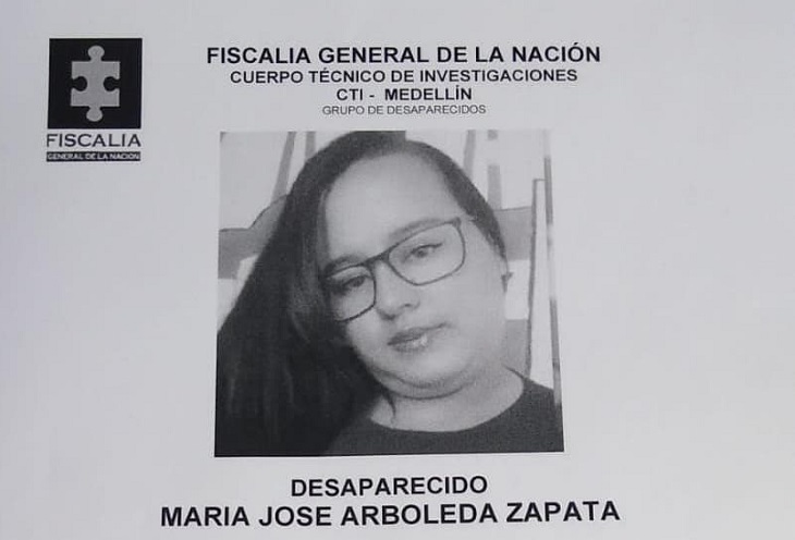 María José Arboleda está desaparecida desde el 8 de octubre