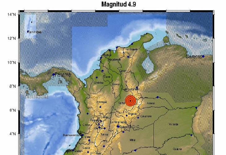 Temblor de 4.9, con epicentro en Santander, sacudió a varias regiones de Colombia