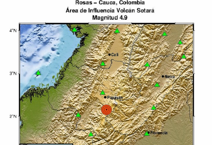 Fuerte temblor en Colombia fue de 4.9, con epicentro en Rosas, Cauca