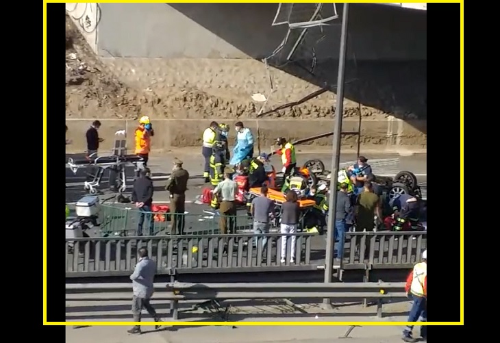Muerte en la Ruta 68 por vehículo que cayó del puente Teniente Cruz, en Santiago