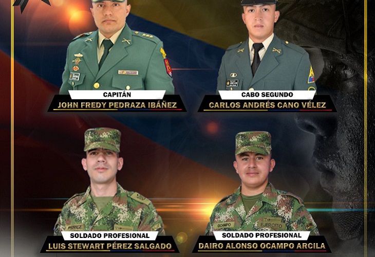 Nombres de los 4 soldados asesinados en Ituango, Antioquia
