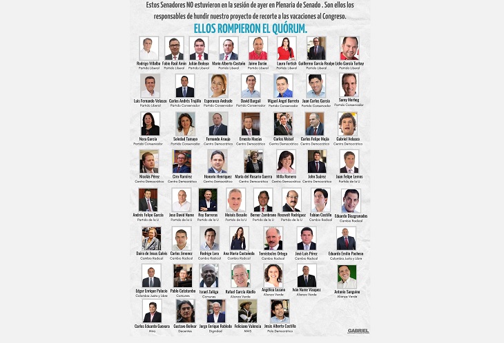 Nombres de congresistas que no votaron reducción de vacaciones
