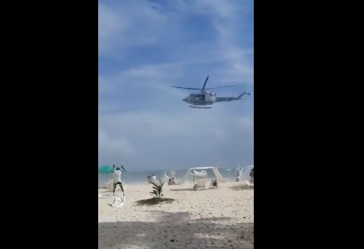 Helicóptero de la Armada y su peligrosa maniobra en Spratt Bay, en San Andrés