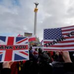 Cientos de ucranianos agradecen en Kiev el apoyo de Occidente