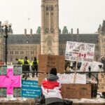 Los antivacunas que bloquean Ottawa quieren derribar al Gobierno de Trudeau