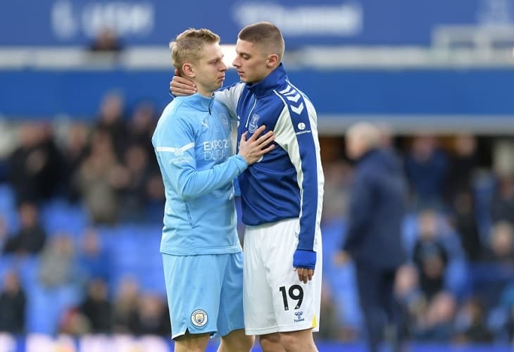 Zinchenko y Mykolenko, lágrimas de guerra en Goodison Park