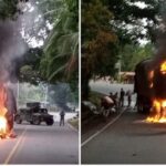 2 tractomulas fueron quemadas y saqueadas en plena vía, en Puerto Valdivia
