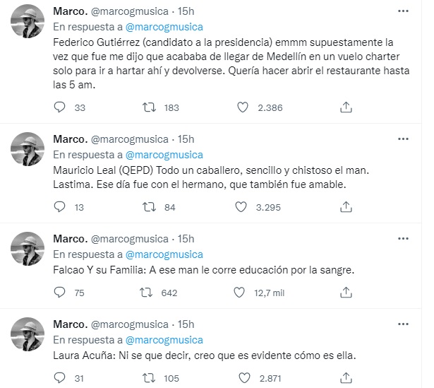 Un joven mesero bogotano delata a los famosos más groseros que atendió