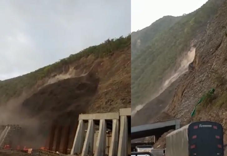 Graban momento en que se tapona la vía Medellín-Urabá, en Peñas Blancas