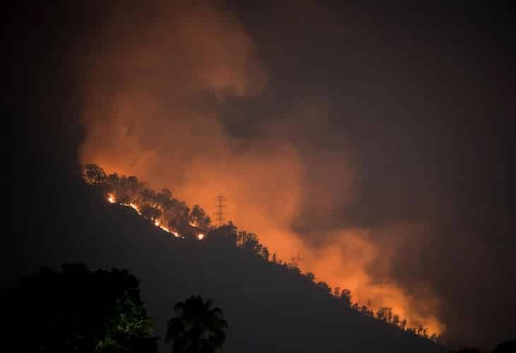 Un incendio quema parte del parque nacional venezolano Waraira Repano, en Caracas