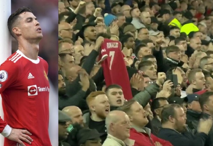 Brutal homenaje de los hinchas del Liverpool a Cristiano Ronaldo, en Anfield
