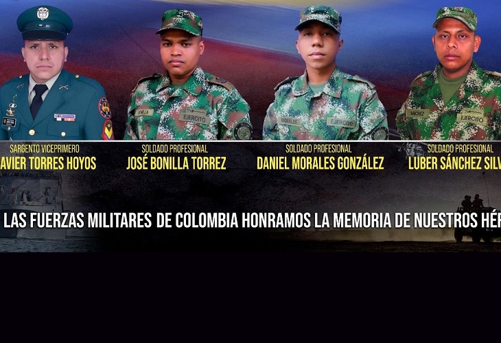 Disidencias matan a 4 militares este miércoles Santo, en zona rural de Uribe