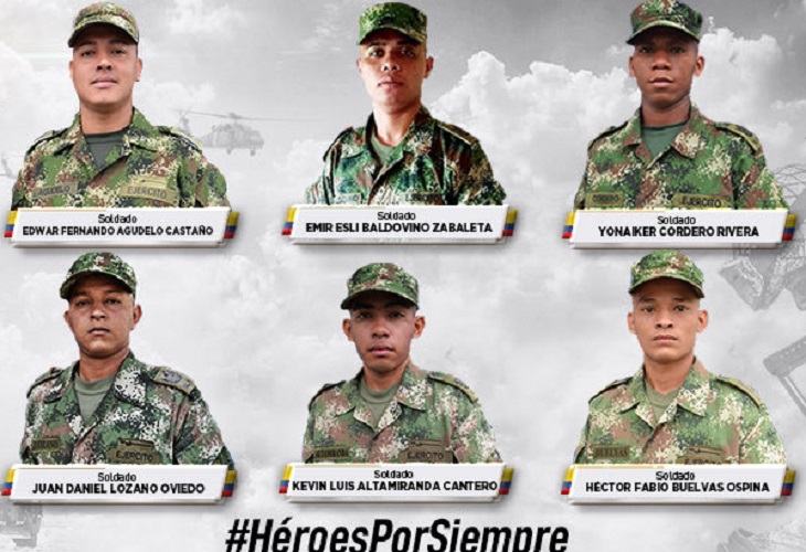 Revelan los rostros y nombres de los 6 soldados asesinados en Frontino